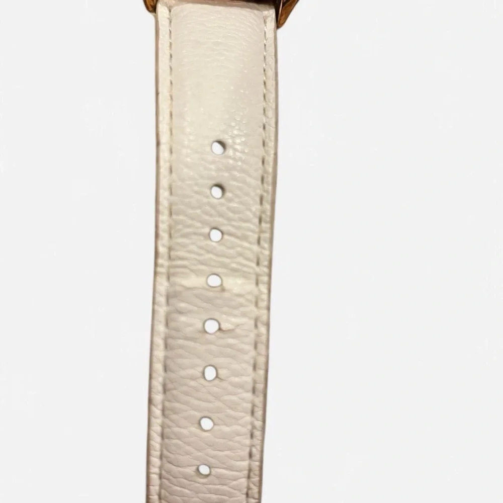 Charming Charlie Gold Rhinestone Watch White Strap Roman Numeral Glam